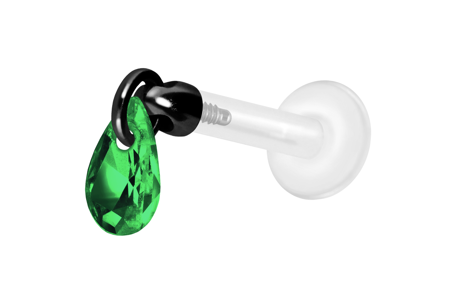 PTFE Labret Piercing mit Innengewinde + Titan-Aufsatz KRISTALLTROPFEN